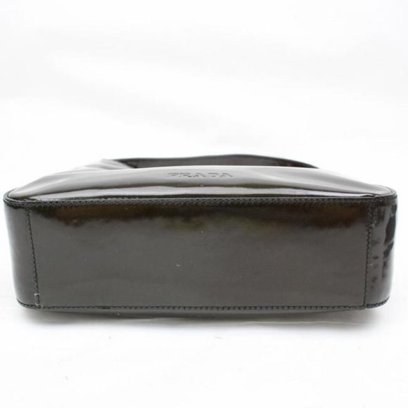 Prada Asymmetrical Brown Patent Leather Hobo Style Shoulder Bag - Picture 8 of 9